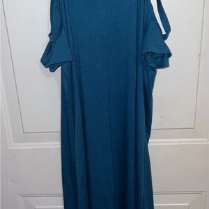 Elegant Teal Cold Shoulder Dress